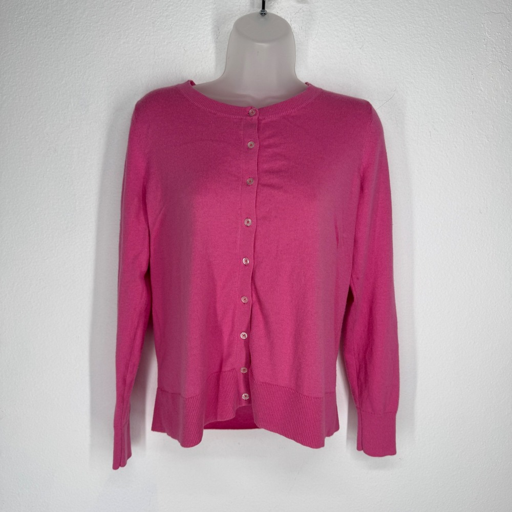 Old Navy Womens Pink Long Sleeve Button Front Crew Neck Cardigan Sweater Size M